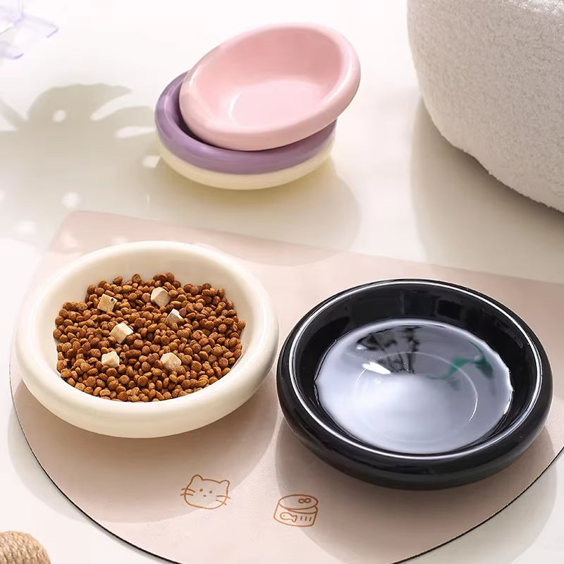 Cat Ceramic Bowl Small Dogs Food Water Dining Bowl Non Slip Macaron Colored Bowl