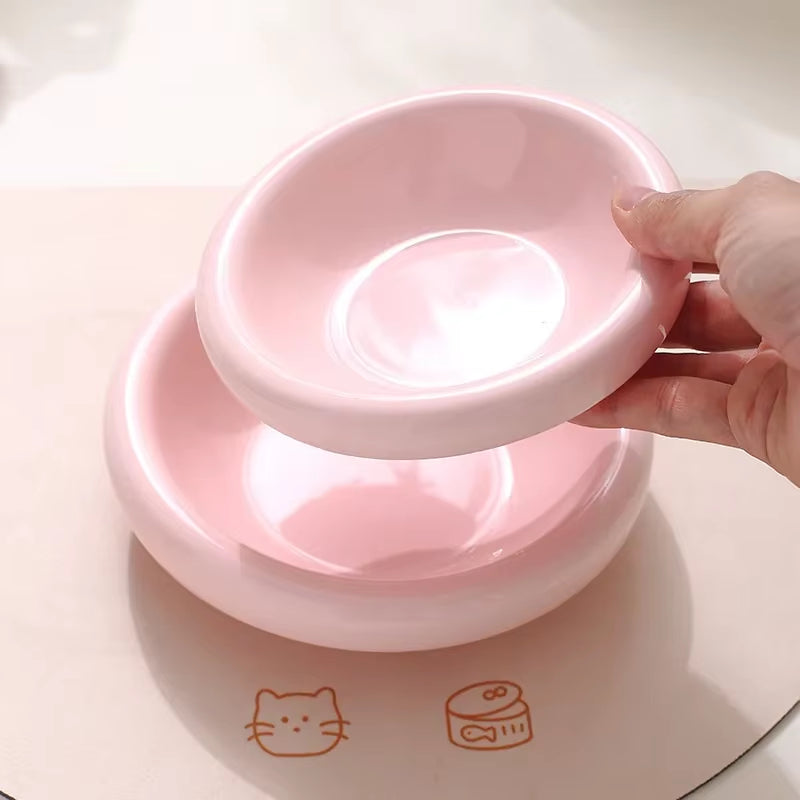 Cat Ceramic Bowl Small Dogs Food Water Dining Bowl Non Slip Macaron Colored Bowl