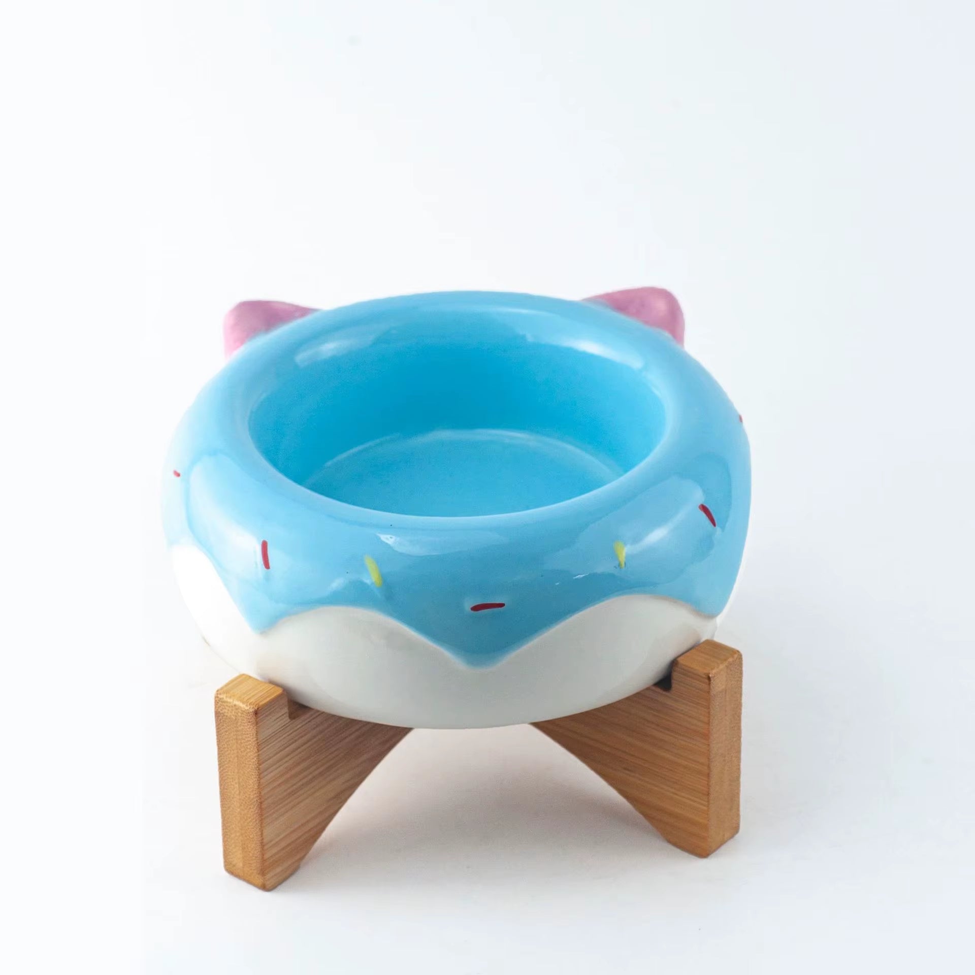Cat Ceramic Bowl Small Dogs Tilted Elevated Food Water Bowls Drinking Eating Cute Pet Supplies