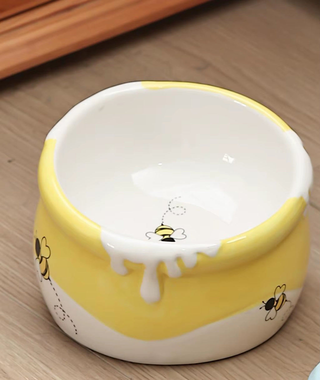 Cat Ceramic Bowl Small Dogs Tilted Elevated Food Water Bowls Drinking Eating Cute Pet Supplies