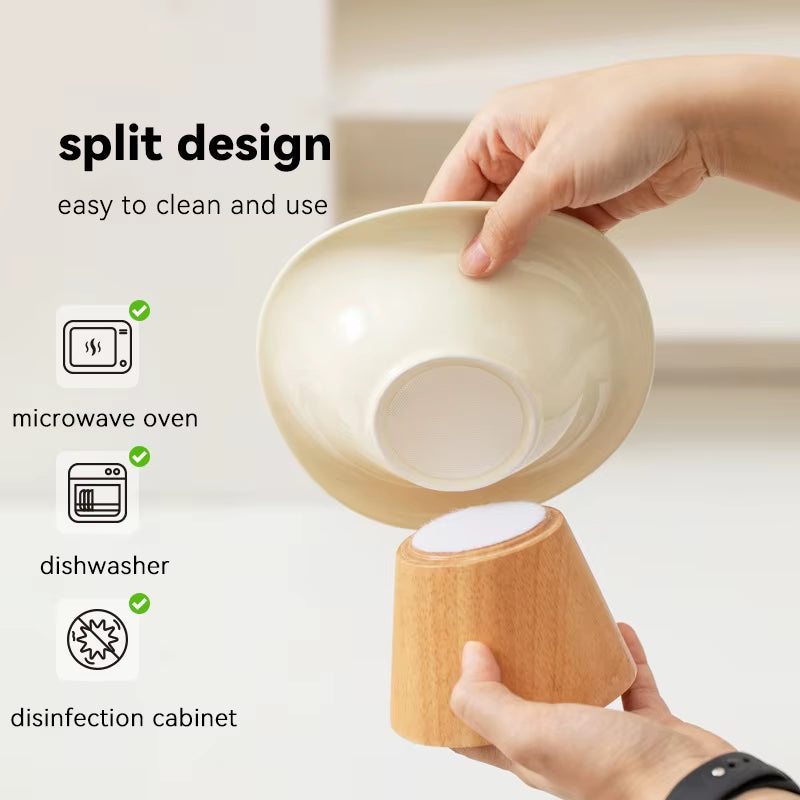 Cat Raised Tilted Food Water Bowl Pet Dogs Elevated Drinking Eating Bowls with Wooden Stand Puppy Kitten Feeding Supplies