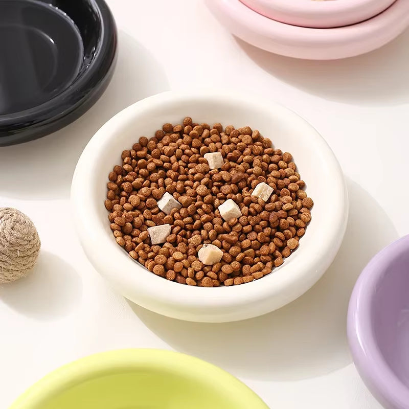 Cat Ceramic Bowl Small Dogs Food Water Dining Bowl Non Slip Macaron Colored Bowl