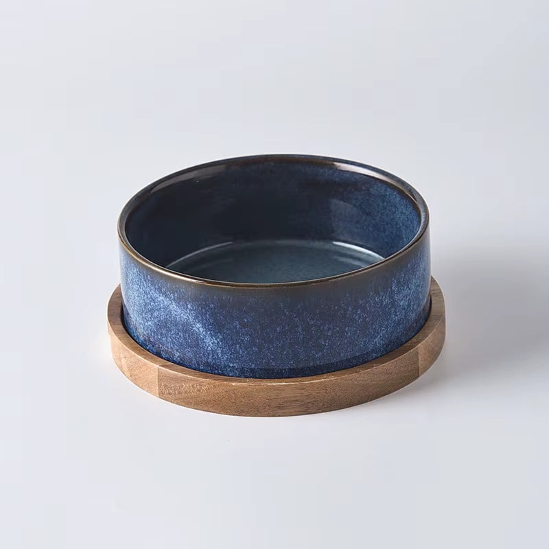 Cat Ceramic Bowl Kiln Transmutation Pet Food Water Feeders Small Medium Dogs Double Drinking Eating Feeding Supplies