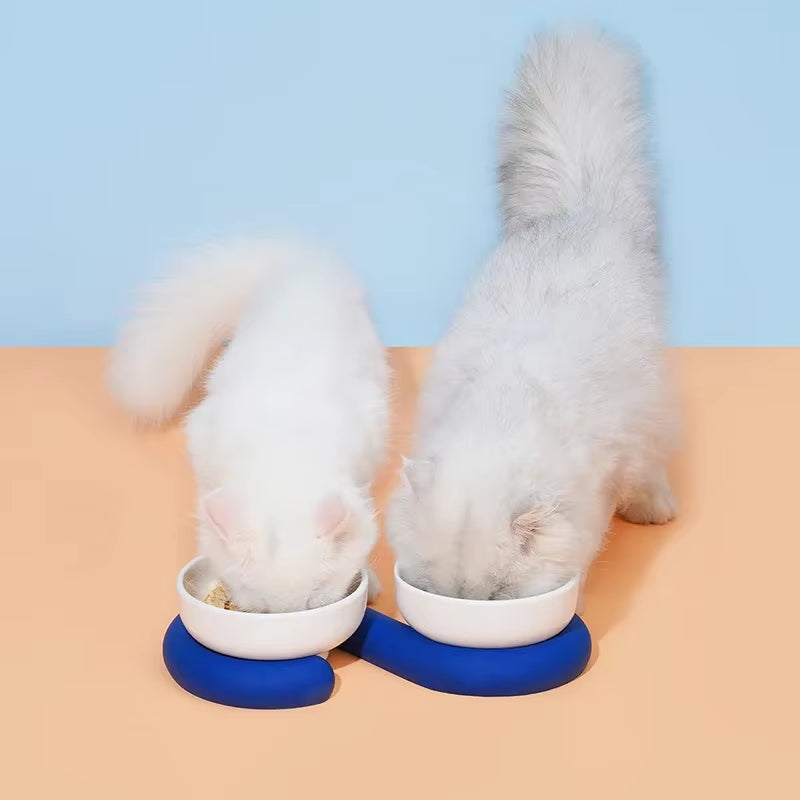 Cat Ceramic Bowl with Silica Gel Mat Pet Non-Slip Food Water Feeding Bowls Small Dogs Drink Eat Supplies Puppy Cats Feeders