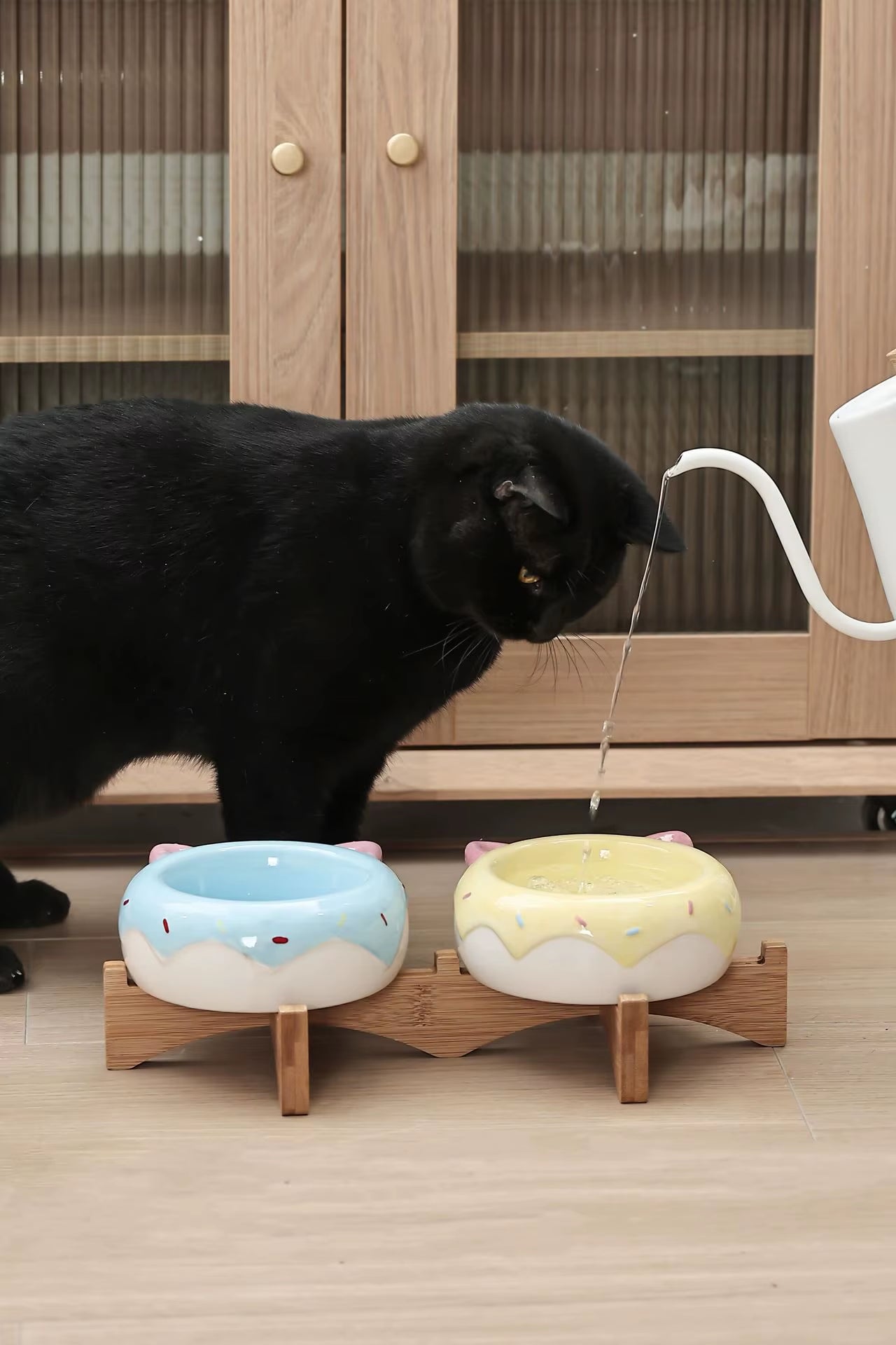Cat Ceramic Bowl Small Dogs Tilted Elevated Food Water Bowls Drinking Eating Cute Pet Supplies