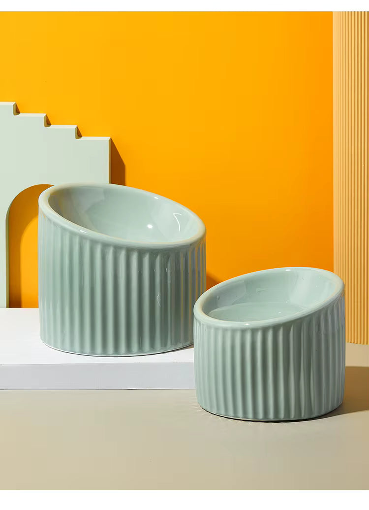 Striped Ceramic Cat Bowl