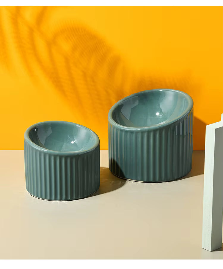 Striped Ceramic Cat Bowl