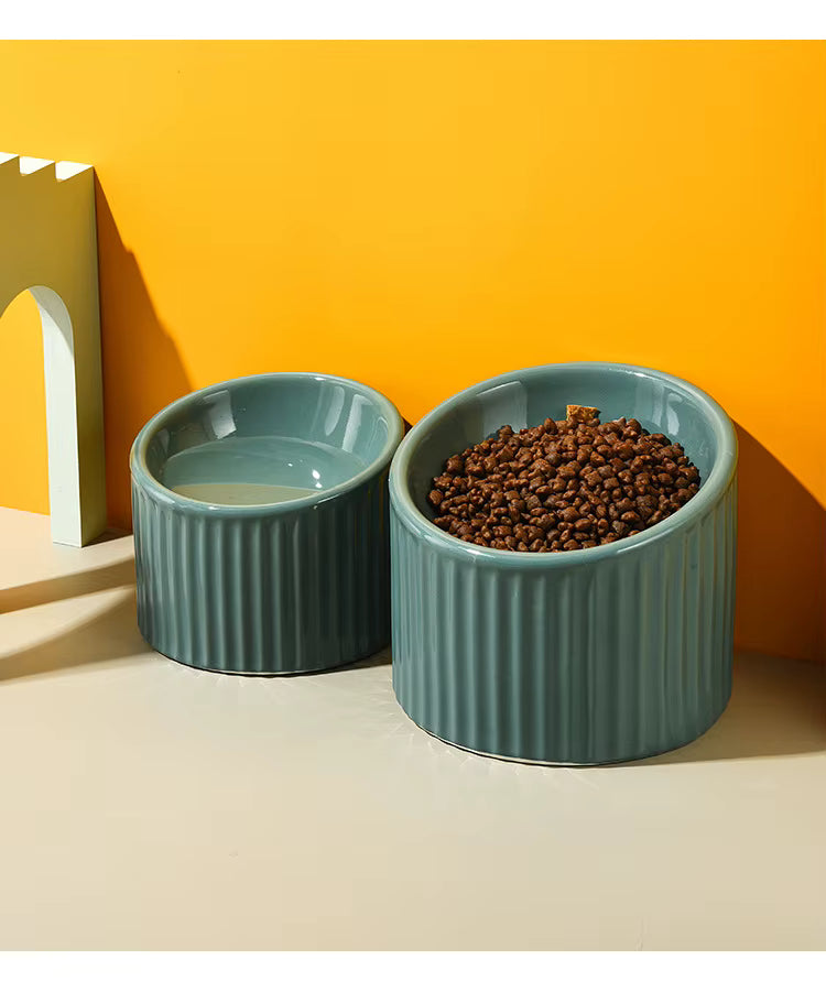 Striped Ceramic Cat Bowl