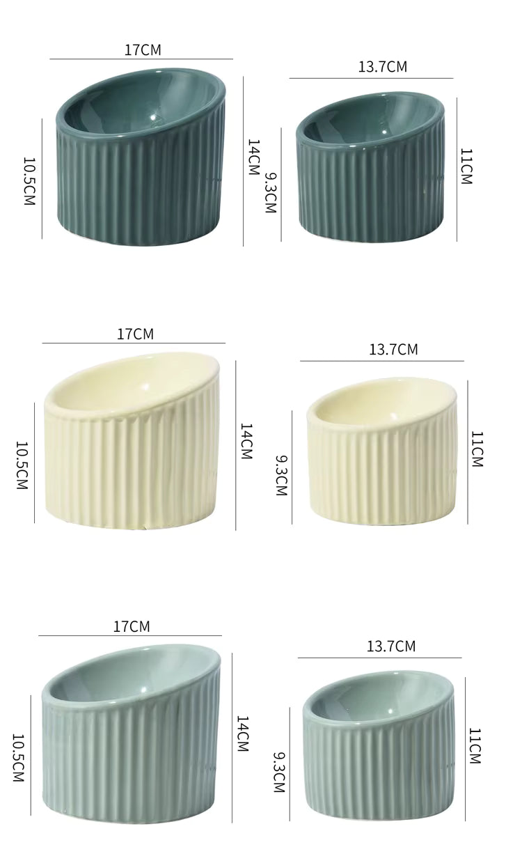 Striped Ceramic Cat Bowl