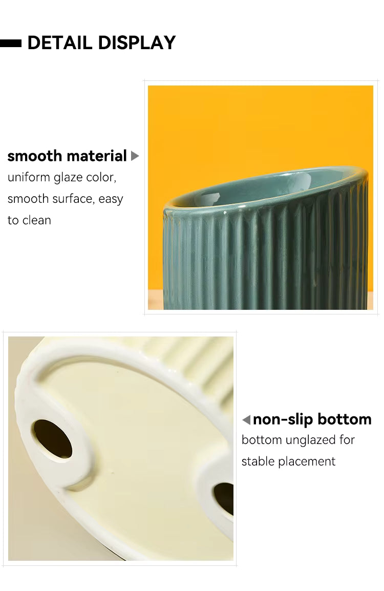 Striped Ceramic Cat Bowl