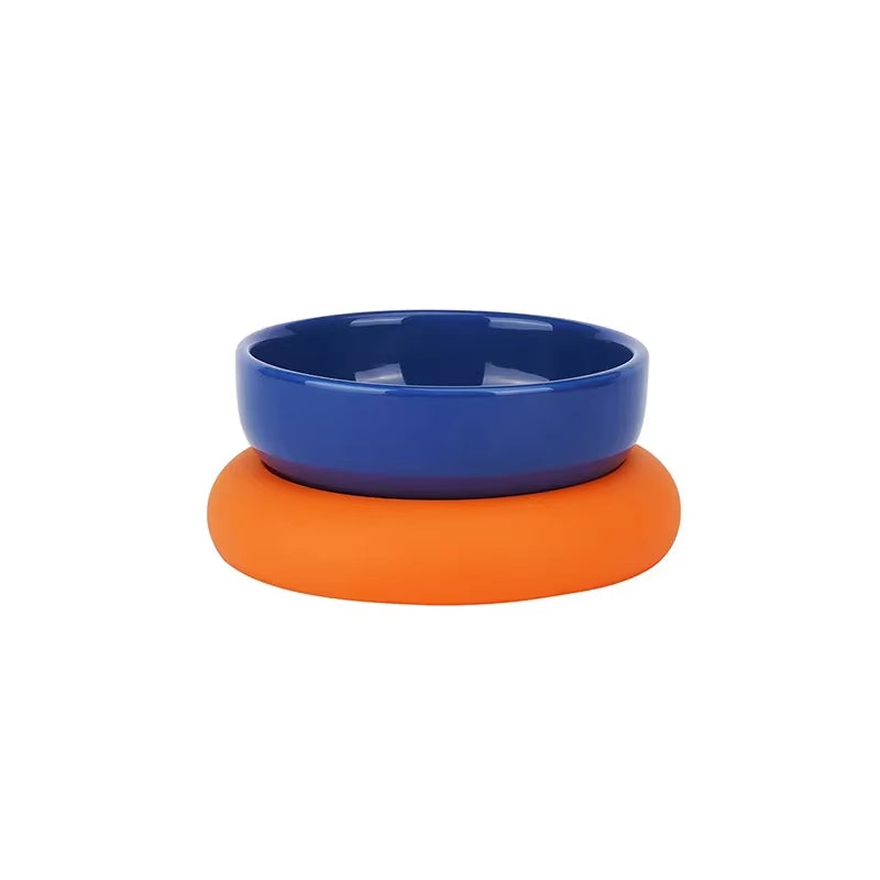 Cat Ceramic Bowl with Silica Gel Mat Pet Non-Slip Food Water Feeding Bowls Small Dogs Drink Eat Supplies Puppy Cats Feeders