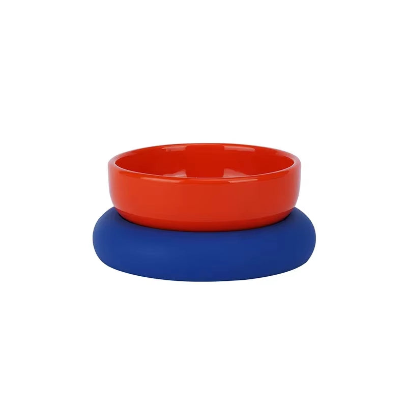 Cat Ceramic Bowl with Silica Gel Mat Pet Non-Slip Food Water Feeding Bowls Small Dogs Drink Eat Supplies Puppy Cats Feeders
