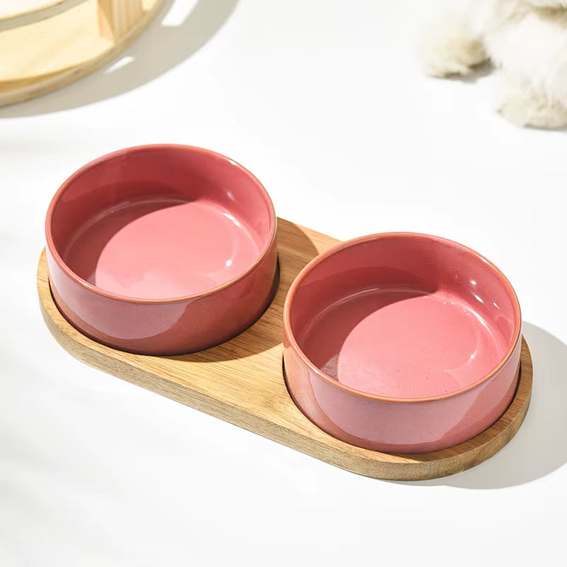 Cat Ceramic Bowl Kiln Transmutation Pet Food Water Feeders Small Medium Dogs Double Drinking Eating Feeding Supplies