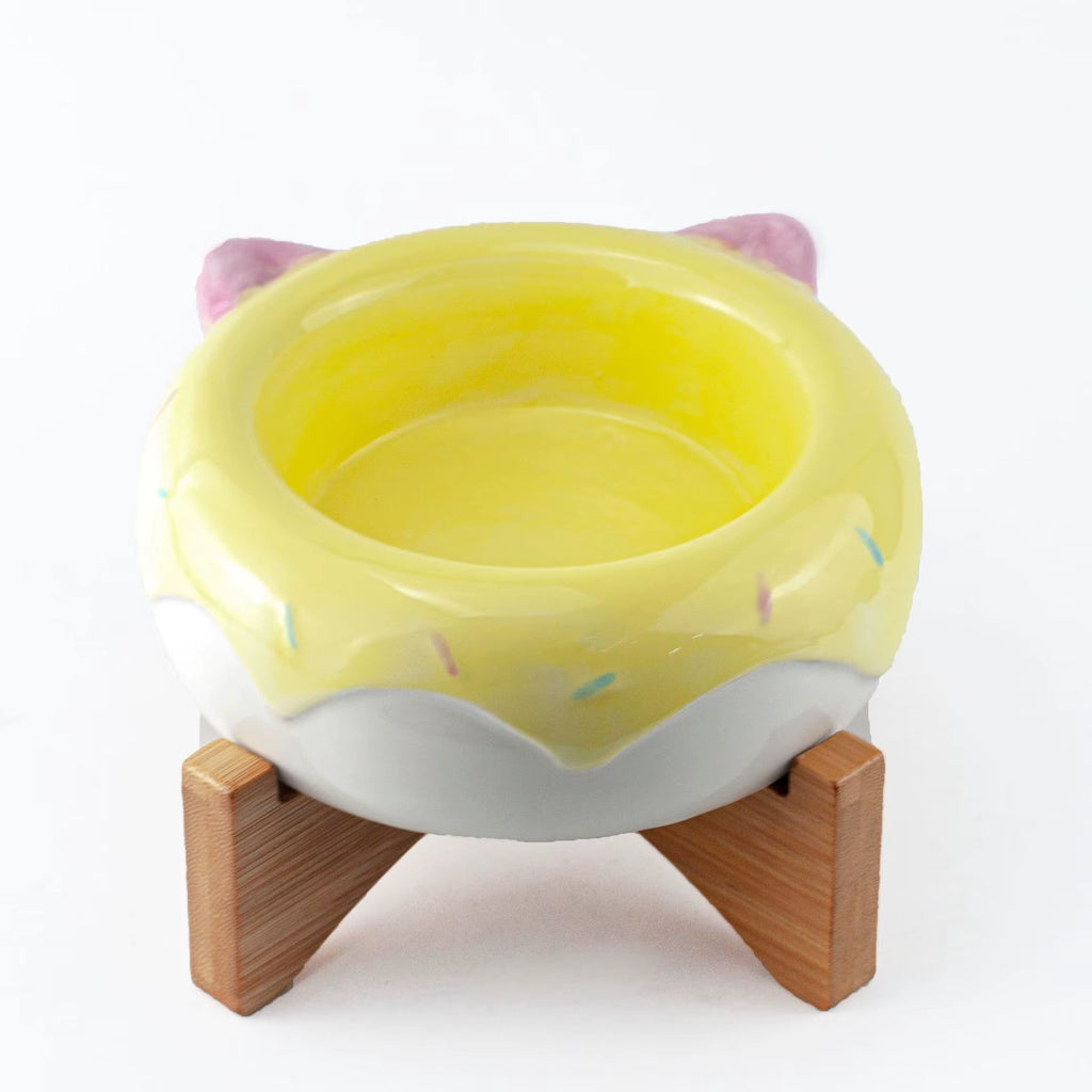 Cat Ceramic Bowl Small Dogs Tilted Elevated Food Water Bowls Drinking Eating Cute Pet Supplies