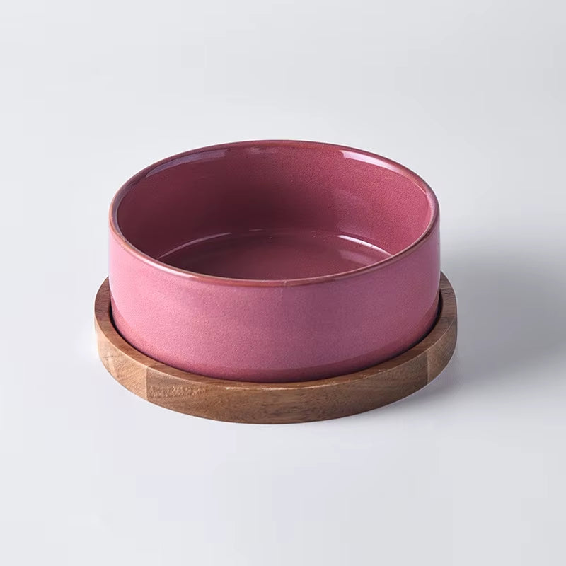 Cat Ceramic Bowl Kiln Transmutation Pet Food Water Feeders Small Medium Dogs Double Drinking Eating Feeding Supplies