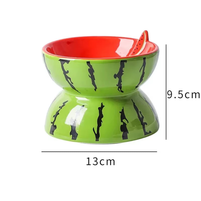 Elevated Fruit-Inspired Ceramic Pet Bowl – Tilted Neck-Friendly Design, Anti-Slip, Cats and Small Dogs Food and Water Bowls Set