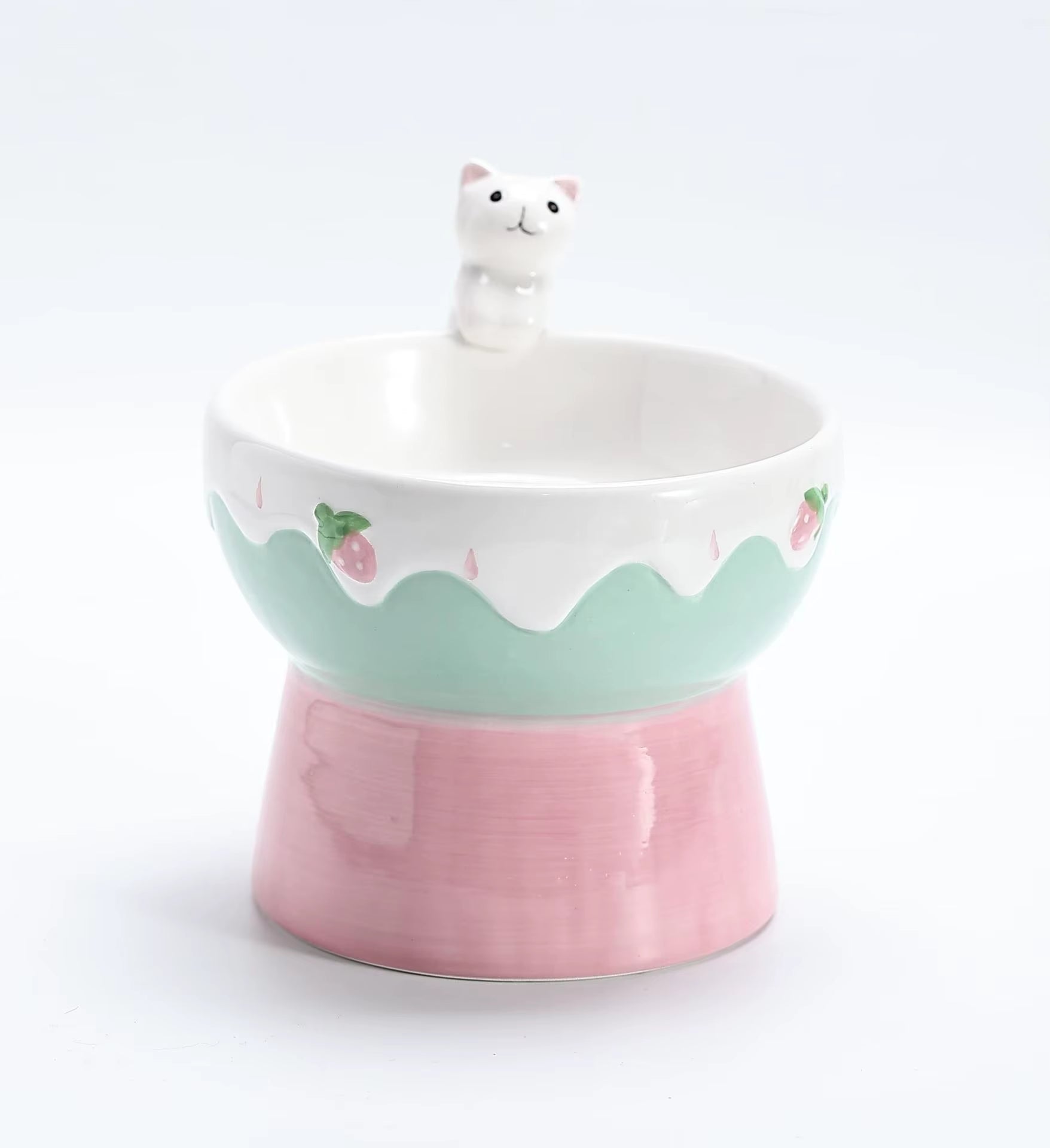 Cat Ceramic Bowl Small Dogs Tilted Elevated Food Water Bowls Drinking Eating Cute Pet Supplies
