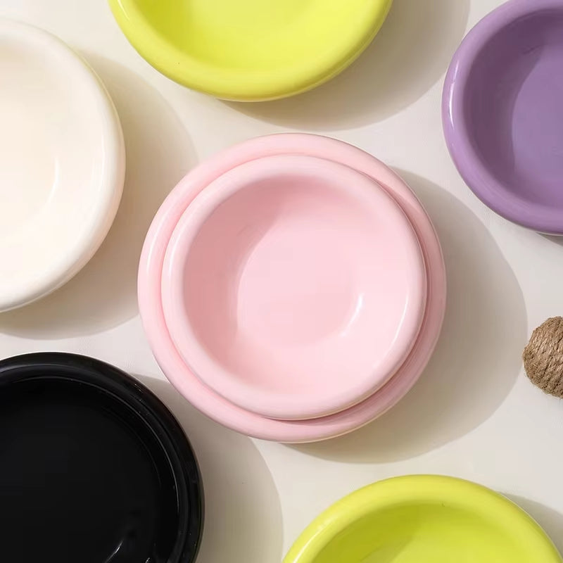 Cat Ceramic Bowl Small Dogs Food Water Dining Bowl Non Slip Macaron Colored Bowl