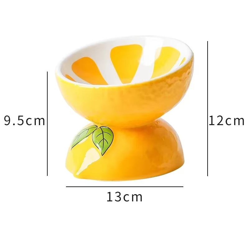 Elevated Fruit-Inspired Ceramic Pet Bowl – Tilted Neck-Friendly Design, Anti-Slip, Cats and Small Dogs Food and Water Bowls Set